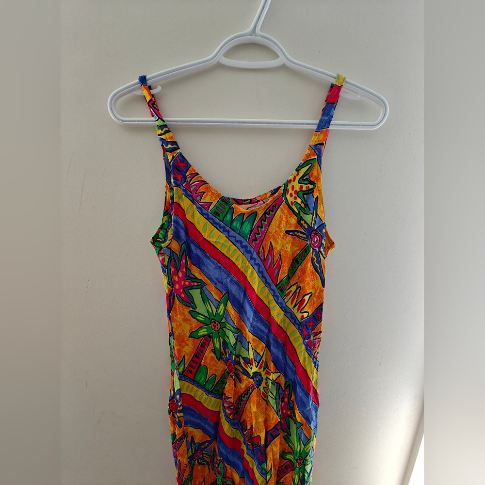 Palm Bay Vintage Hawaiian Sun Maxi Dress Vibrant Colorful Palm Trees Size M - Picture 5 of 7